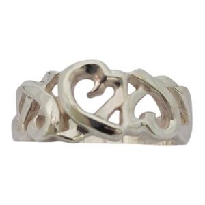 Tiffany & Co Paloma Picasso Sterling Silver Loving Hearts Band Ring Size 7 20802